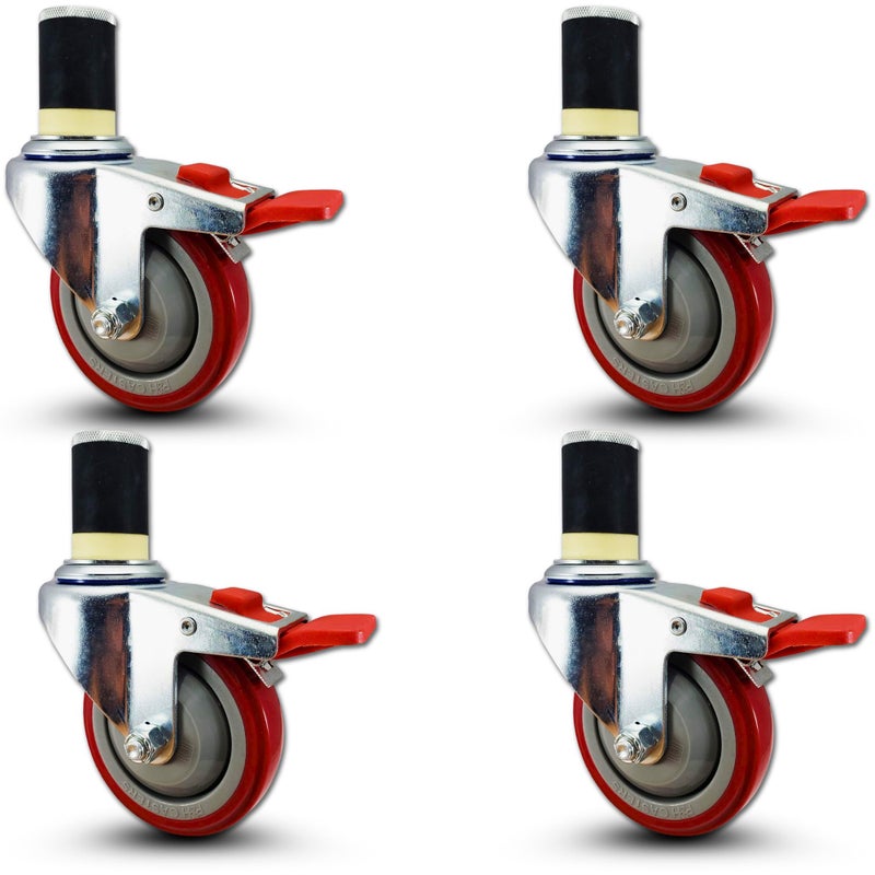 CasterHQ 4" NSF Certified Total Locking Caster Wheels (Set of 4) for Stainless Steel Kitchen Prep Tables â€“ Commercial Grade, Fits 1-1/2" ID Tubing, Durable and Safe for Commercial Kitchens - Image 1